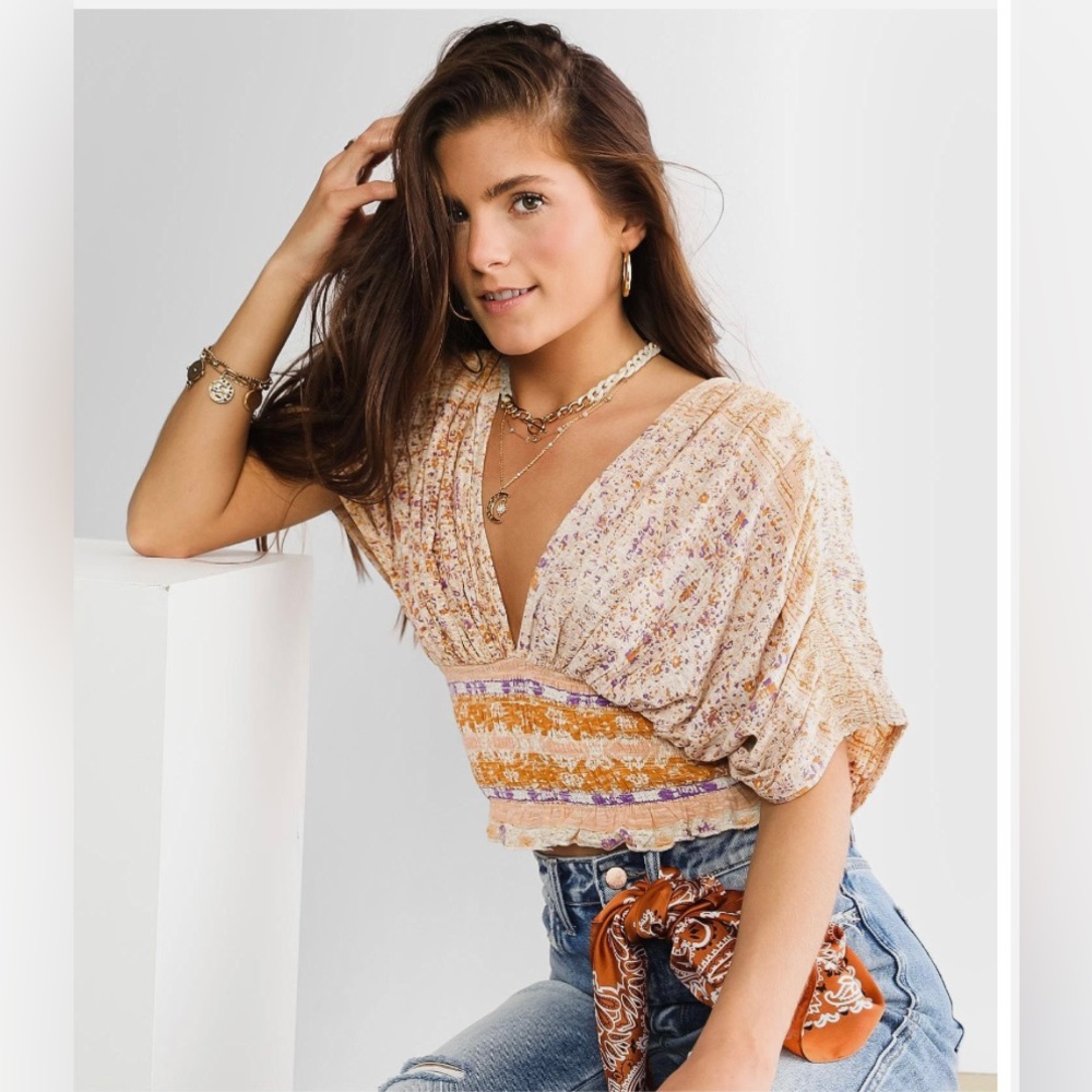 Free People Next Vacation Top Ivory Combo